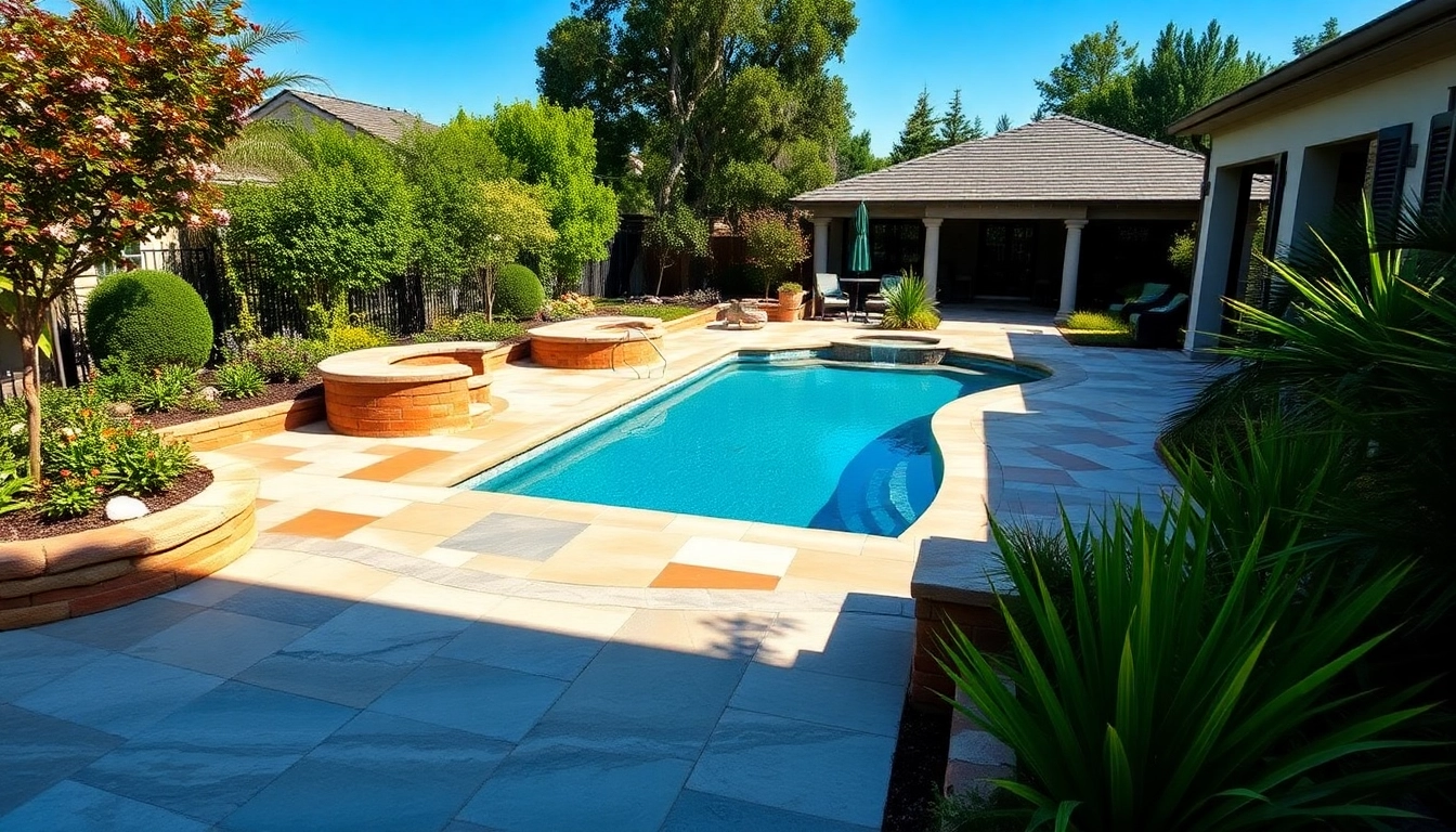 Enhance your outdoor experience with exquisite hardscapes & pools surrounded by vibrant greenery.