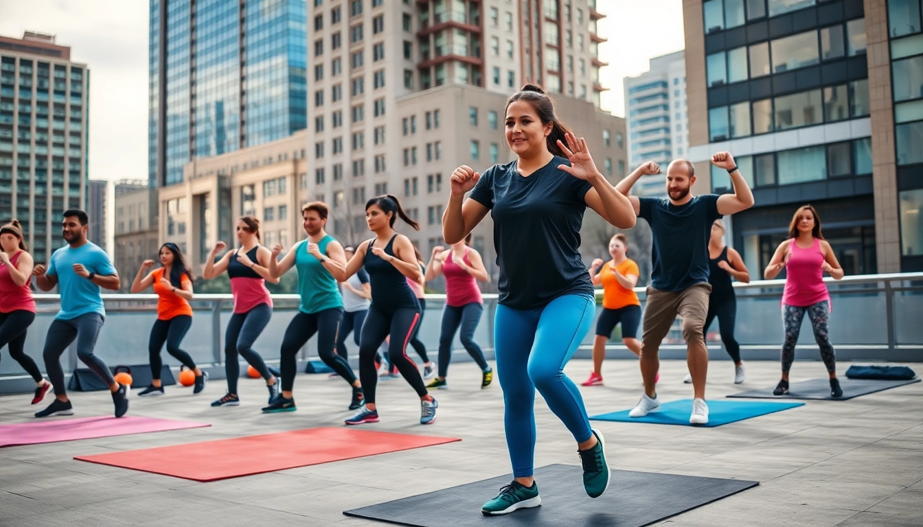 Join the invigorating Downtown Jersey City Training sessions with diverse participants engaging in fitness activities.