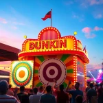 Dunking Booth filled with colorful excitement as participants aim to make a splash in a fun carnival setting.