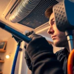 Expert technician performing dryer vent cleaning in Salt Lake City, Utah, showcasing safe and effective techniques.