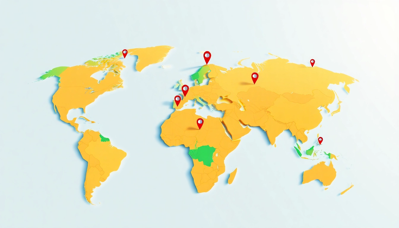 Play Geoguessr free on a colorful world map with location pins highlighting adventures.
