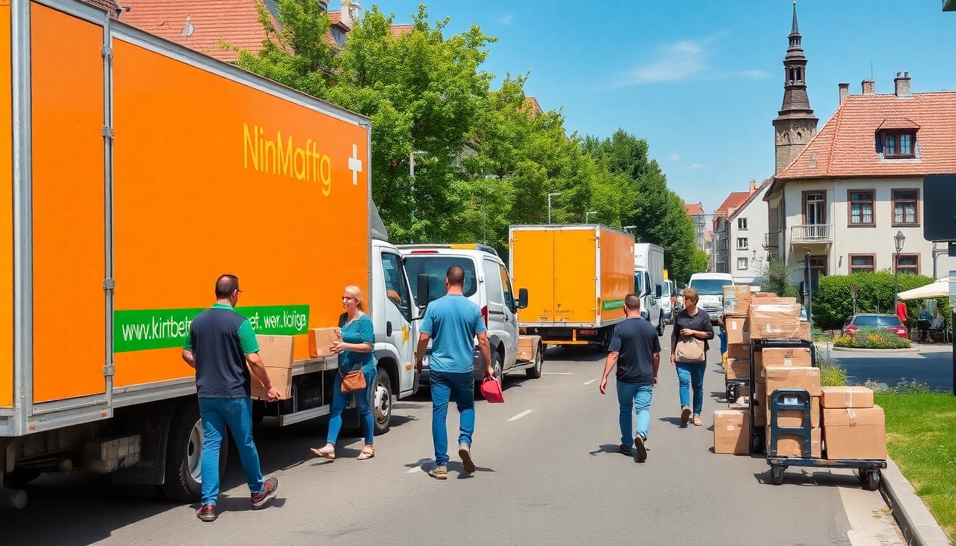 Efficient Umzug Nürnberg services in action with professional movers helping families.