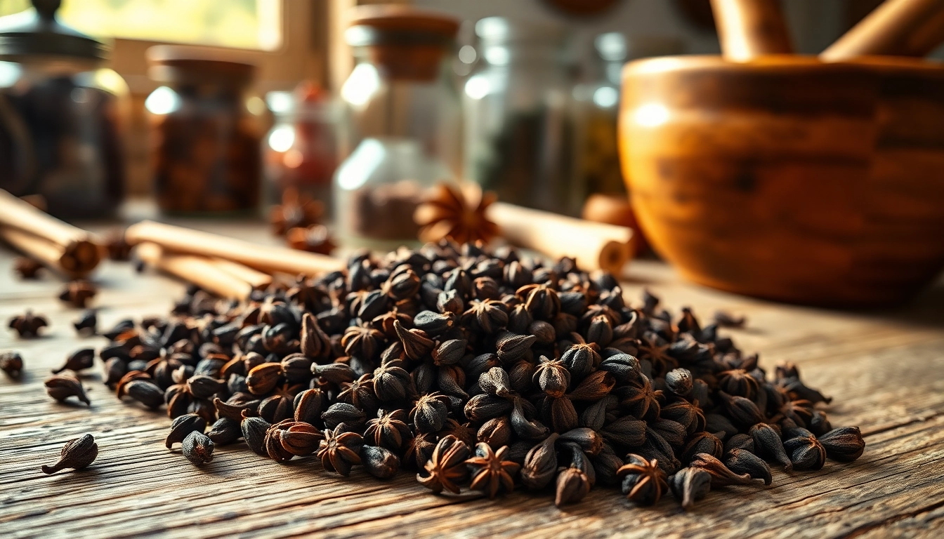 Enhance your culinary creations with aromatic whole cloves displayed beautifully on a rustic table.