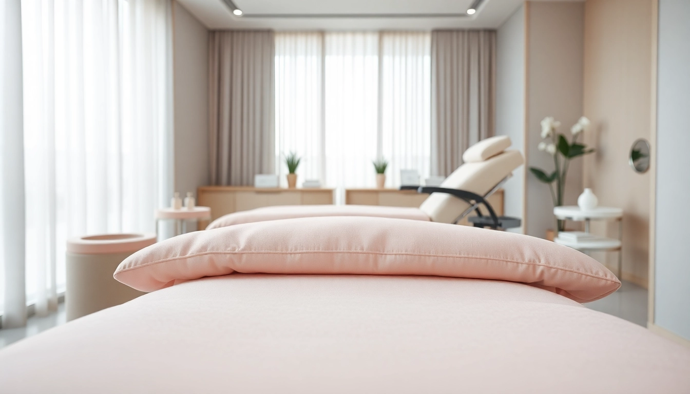Liege Kosmetik mit luxuriösem, weichem Polster im modernen Spa-Ambiente.