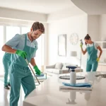 Experienced team providing bond cleaning Logan services in a spotless apartment setting.