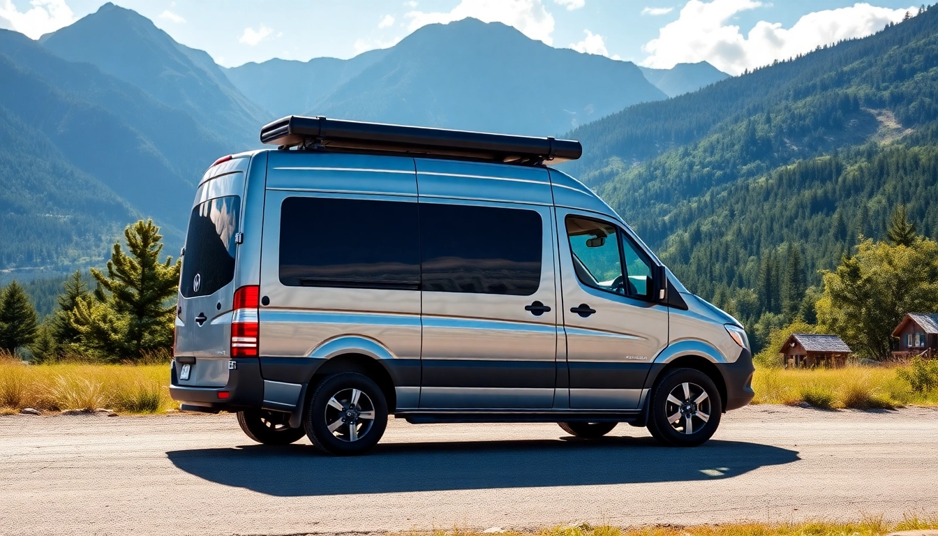 Showcase of a perfect Van in a scenic outdoor setting highlighting its modern design.