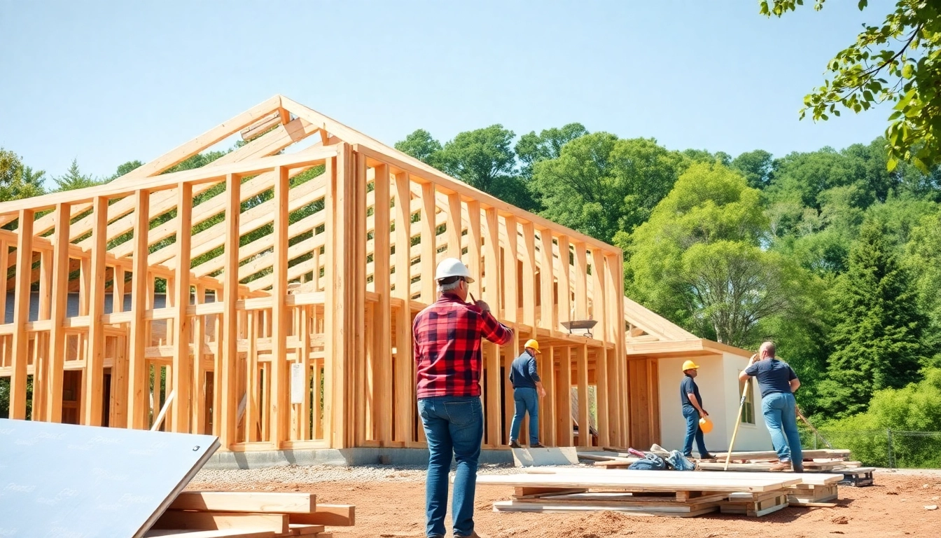 Connecticut home builders collaborating on a custom home construction project in a lush environment.