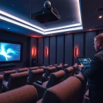 Enhance your home theater experience with professional home theater installation near me, showcasing advanced audio-visual setup.