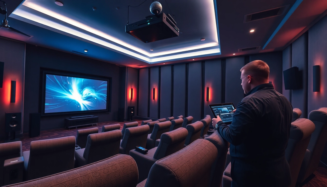 Enhance your home theater experience with professional home theater installation near me, showcasing advanced audio-visual setup.