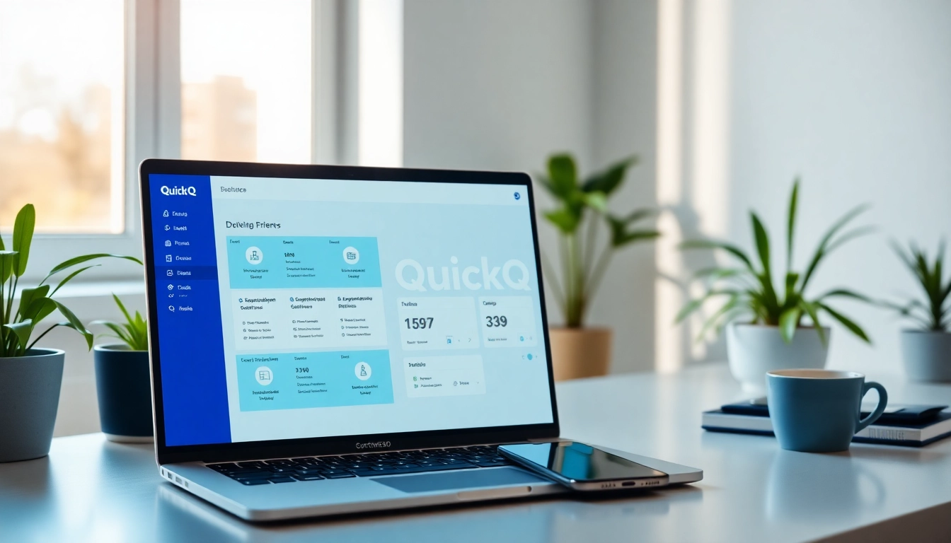 Enhance your productivity with QuickQ官网 displayed on an elegant laptop and smartphone setup.