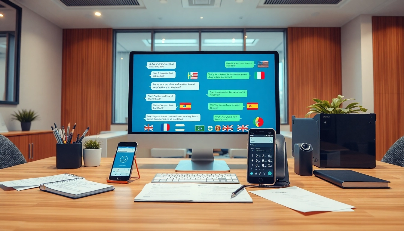 SMS PVA service overview showcasing modern devices and international connectivity.