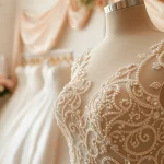 Showcase of beaded wedding dresses featuring intricate designs and luxurious details