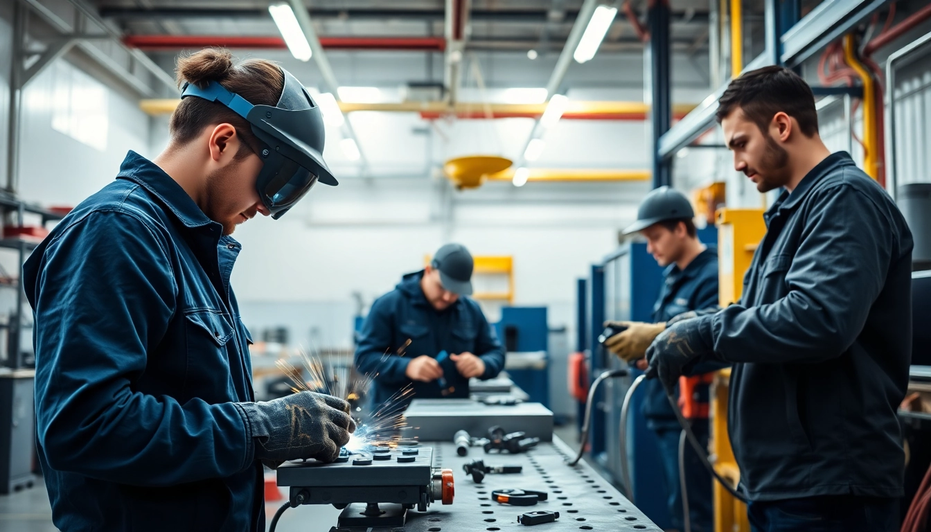 Students training at a trade school Knoxville TN practicing hands-on skills in a professional environment.