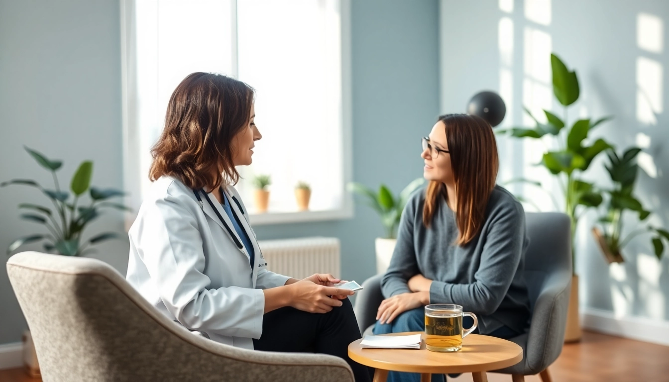 Engaging therapy session focusing on dealing with anxiety in a calming atmosphere.