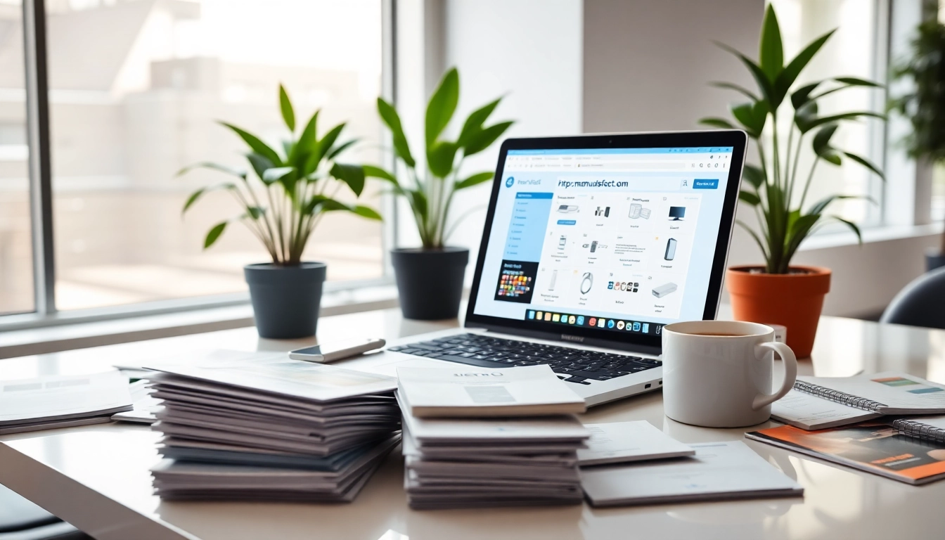Request user manuals efficiently at https://manualsfact.com/ showcasing a professional workspace.