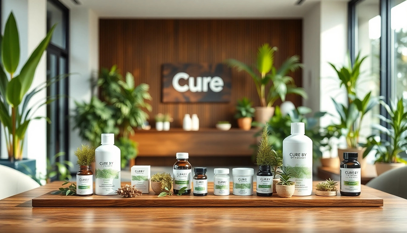 Cure By Design wellness space with natural herbal products and a serene atmosphere.