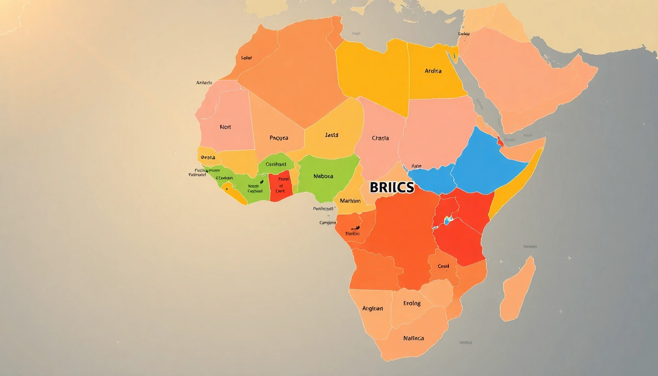 Analyse BRICS Afrique through a vibrant map highlighting key countries and their economic ties.