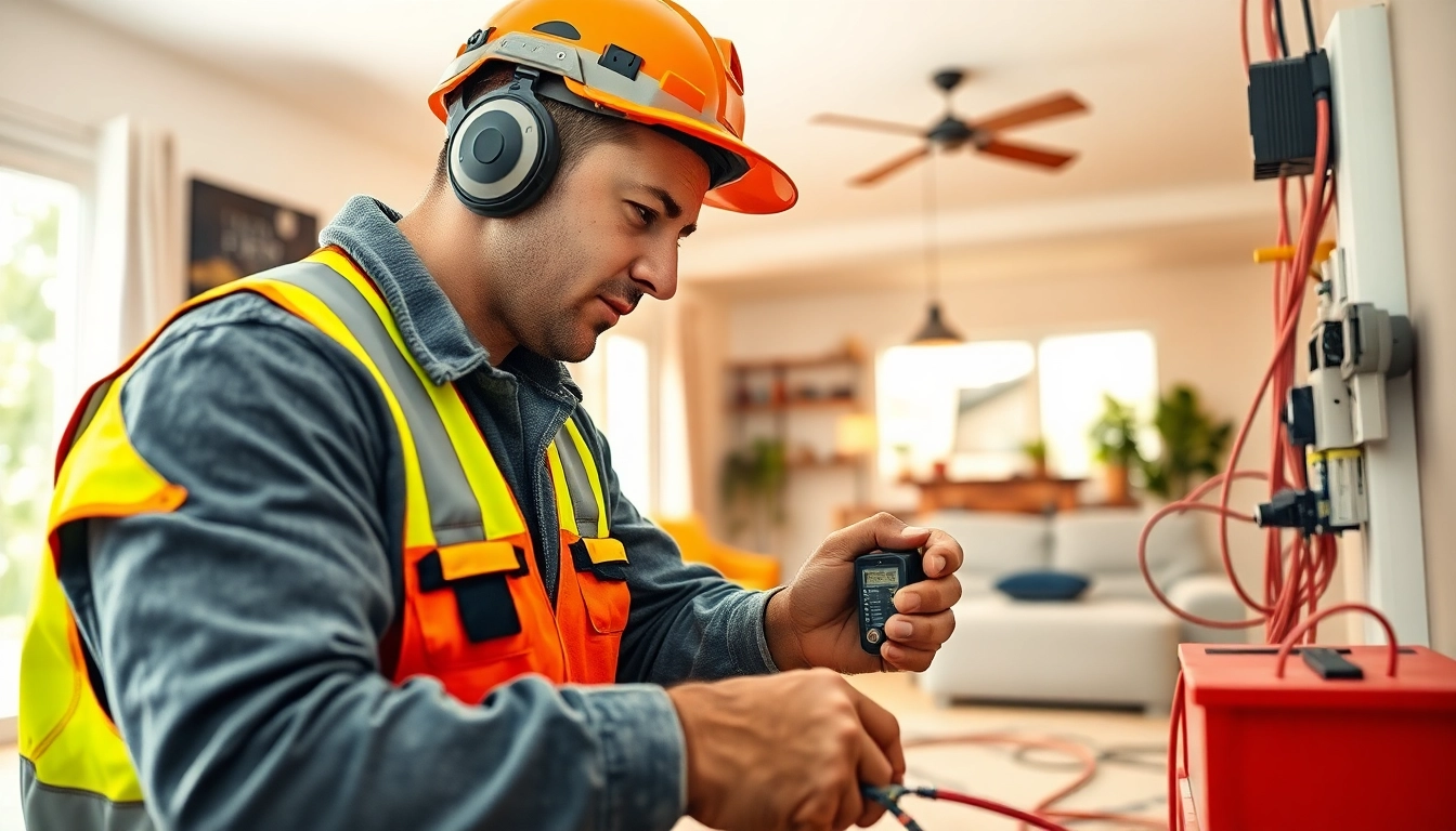 Expert handling an Electrical Service installation, showcasing professionalism and safety.