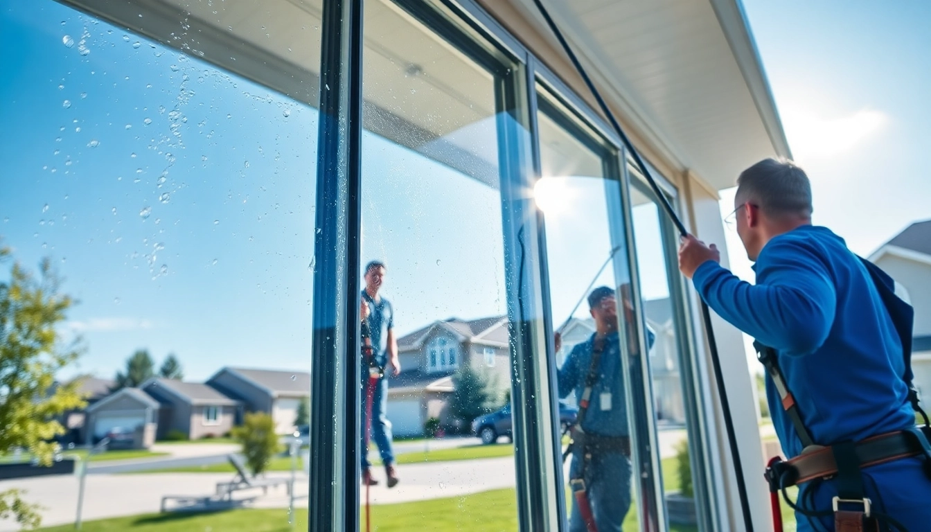 Window washing Sioux Falls team provides professional cleaning of residential windows.