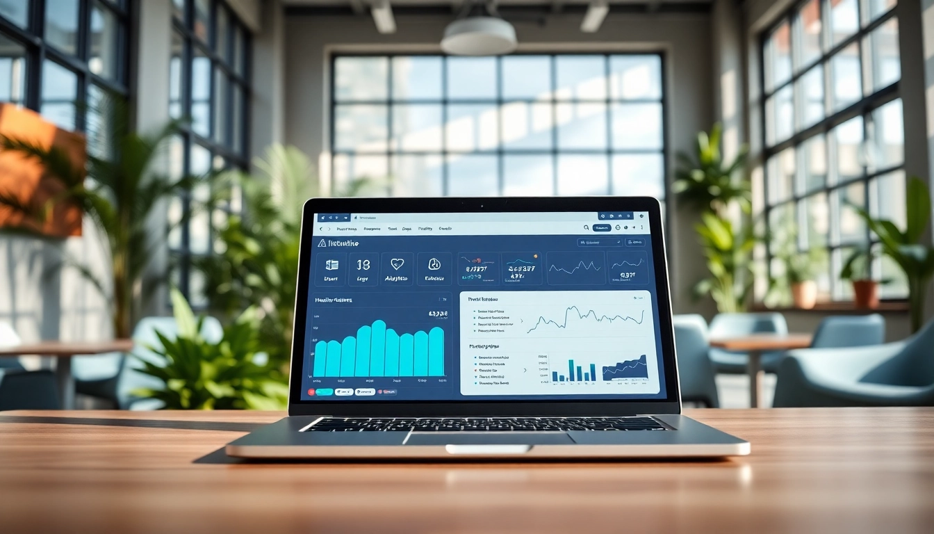 Showcasing an Airbnb automation tool interface on a laptop in a modern workspace.