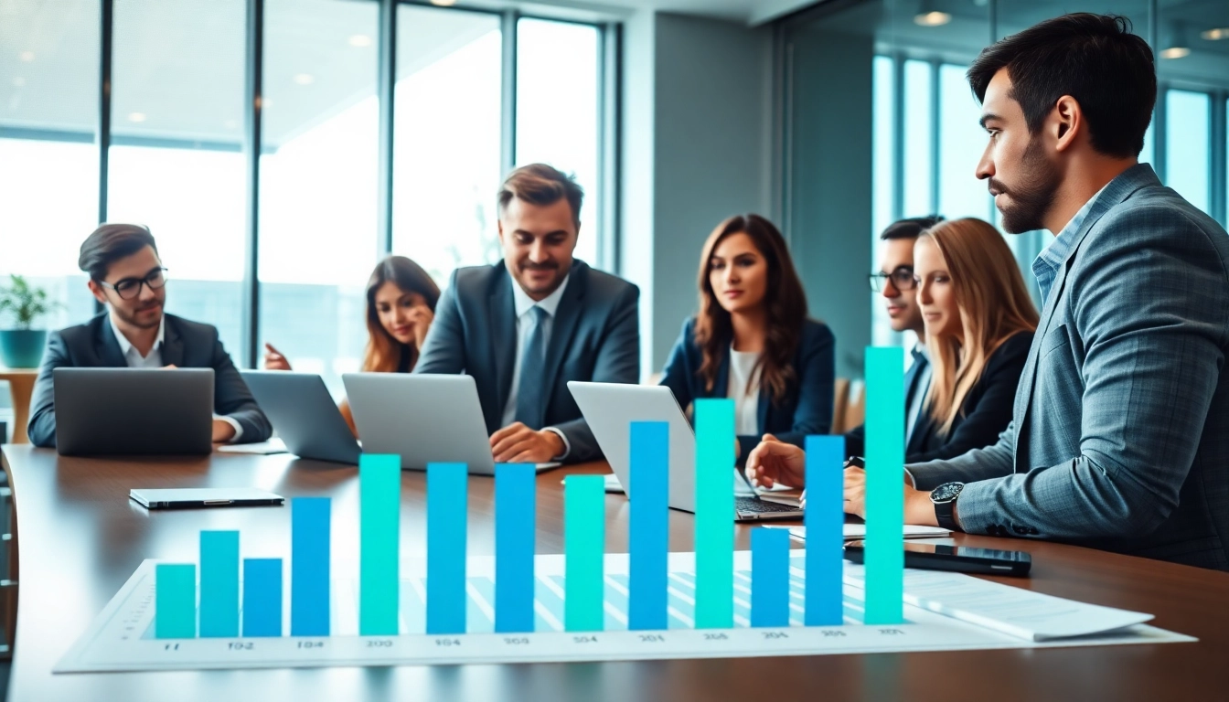 Analyze competitive intelligence strategies in a professional office setting with engaged team members.