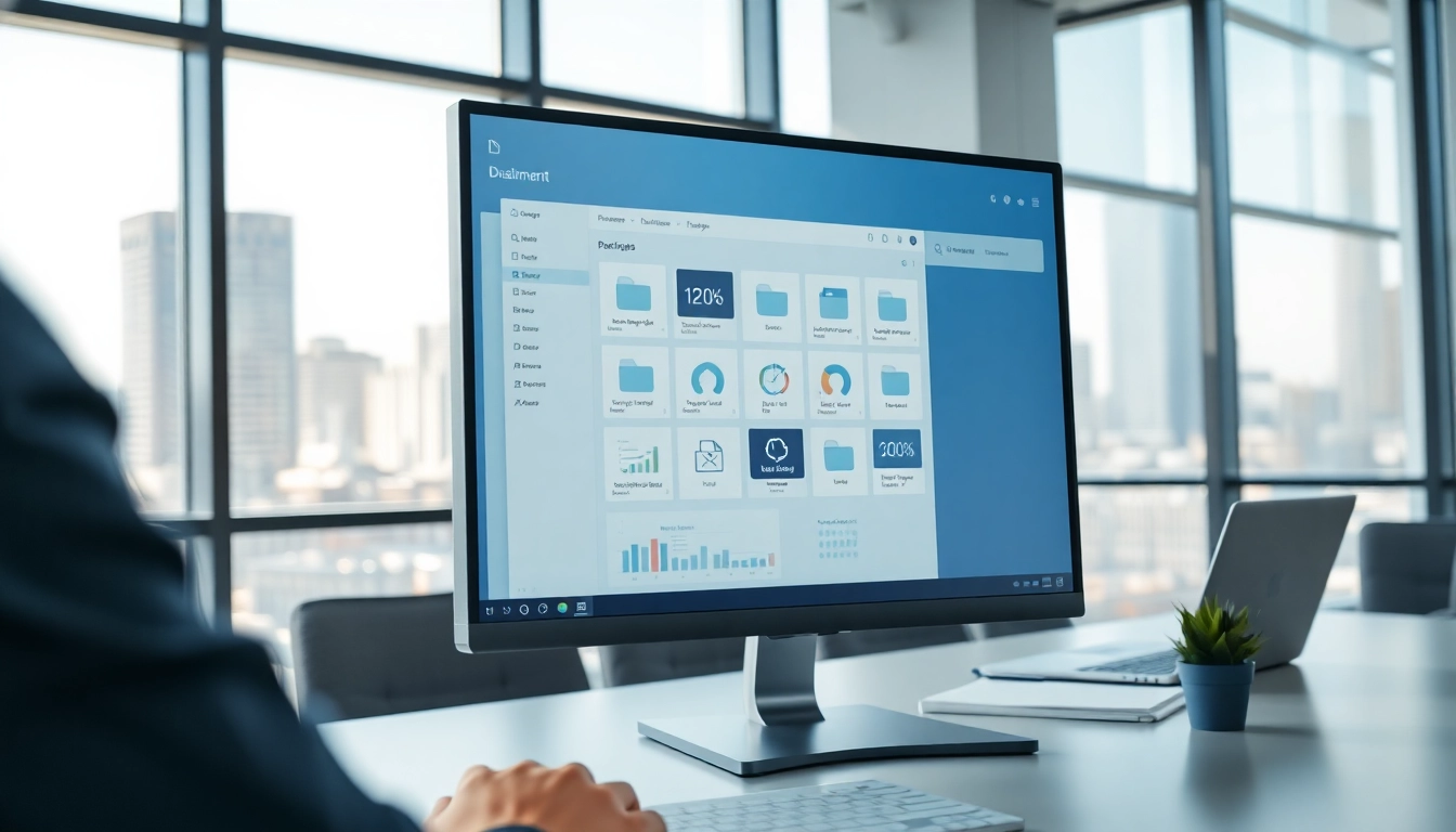 Datenraum Benutzer interagiert mit einem sicheren virtuellen Datenraumsystem auf dem Computer.
