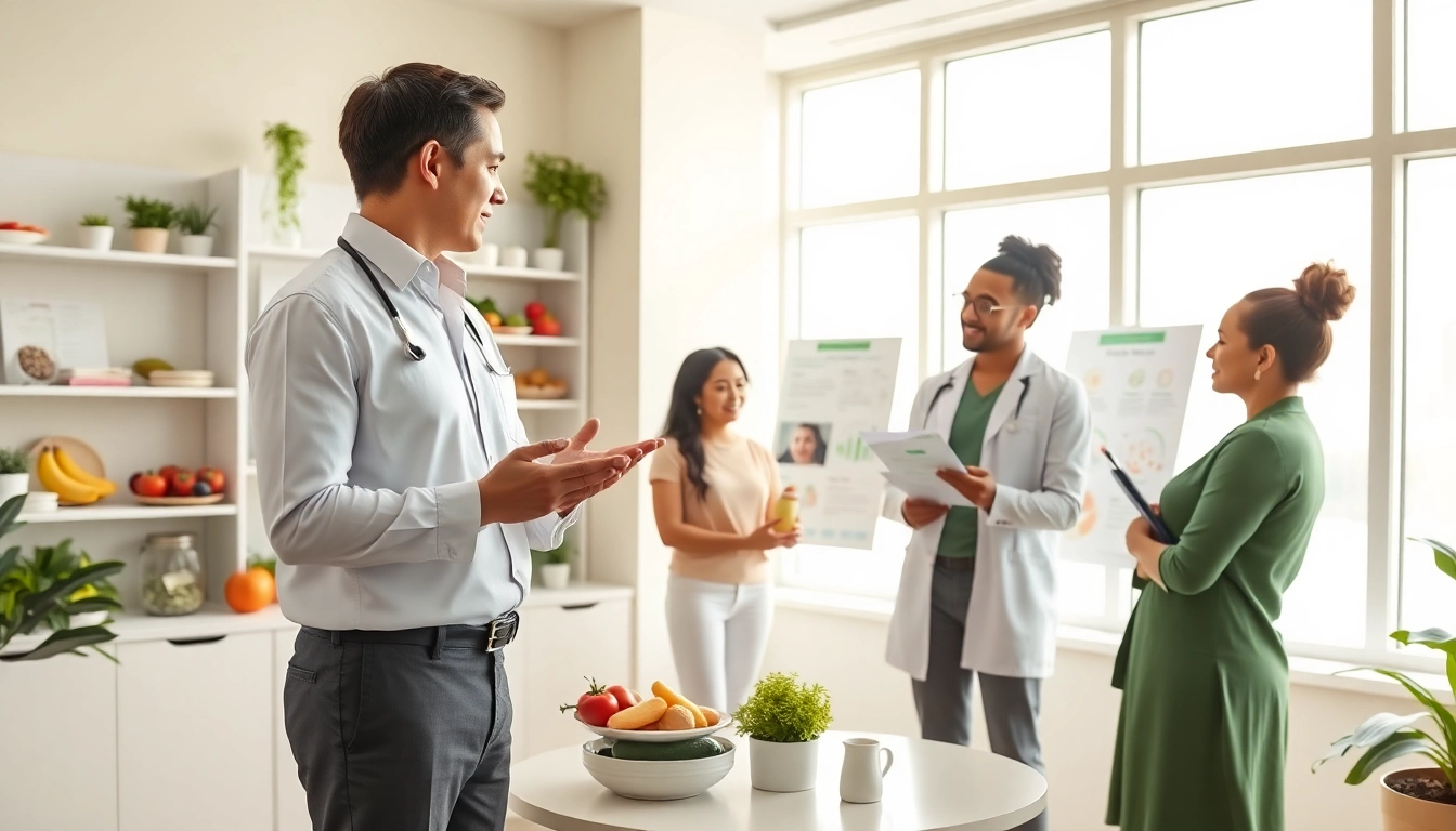 Nutritionist guiding clients on Medical Weight Loss strategies in a modern clinic setting.