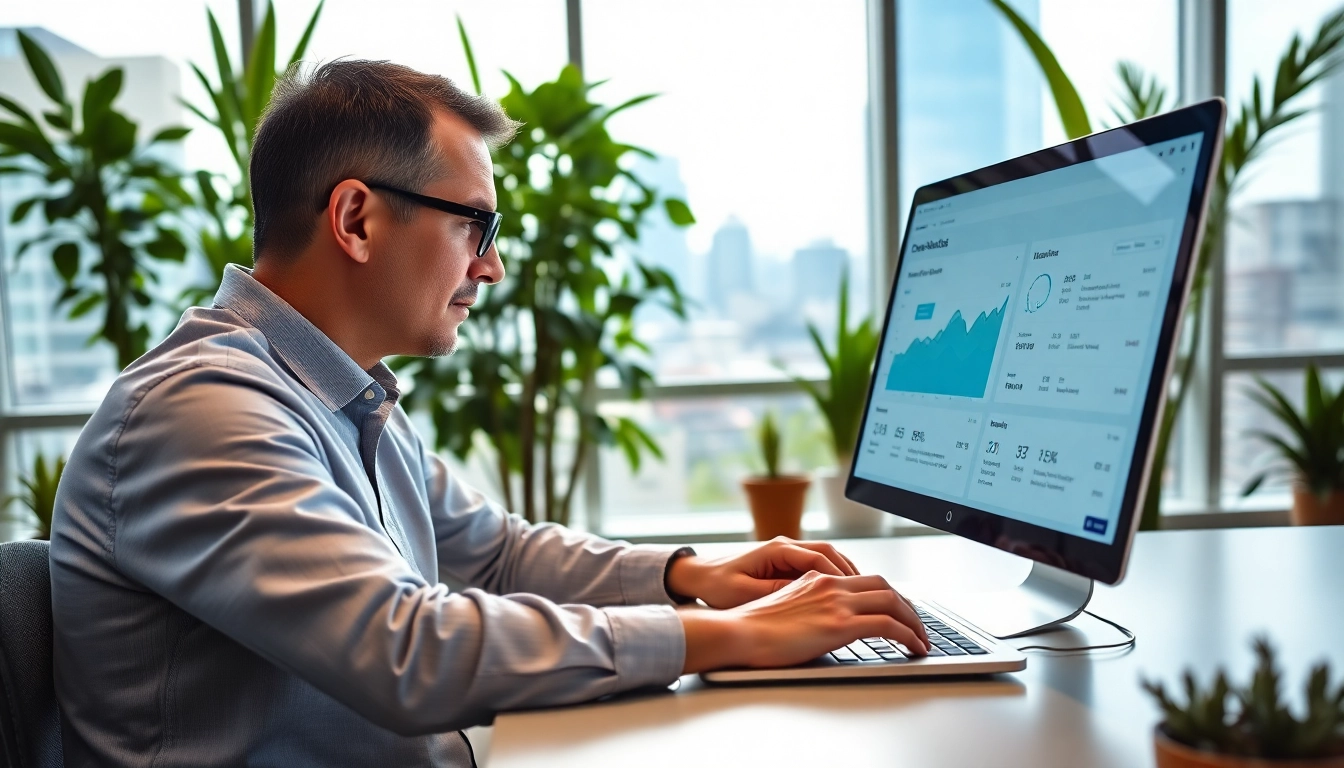 Analyze ClickFunnels Classic data in a professional office setting with focus on a marketer.