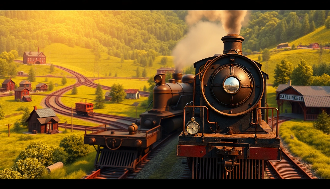 Download railroad tycoon free download with a vibrant vintage train scene depicting adventure and strategy.