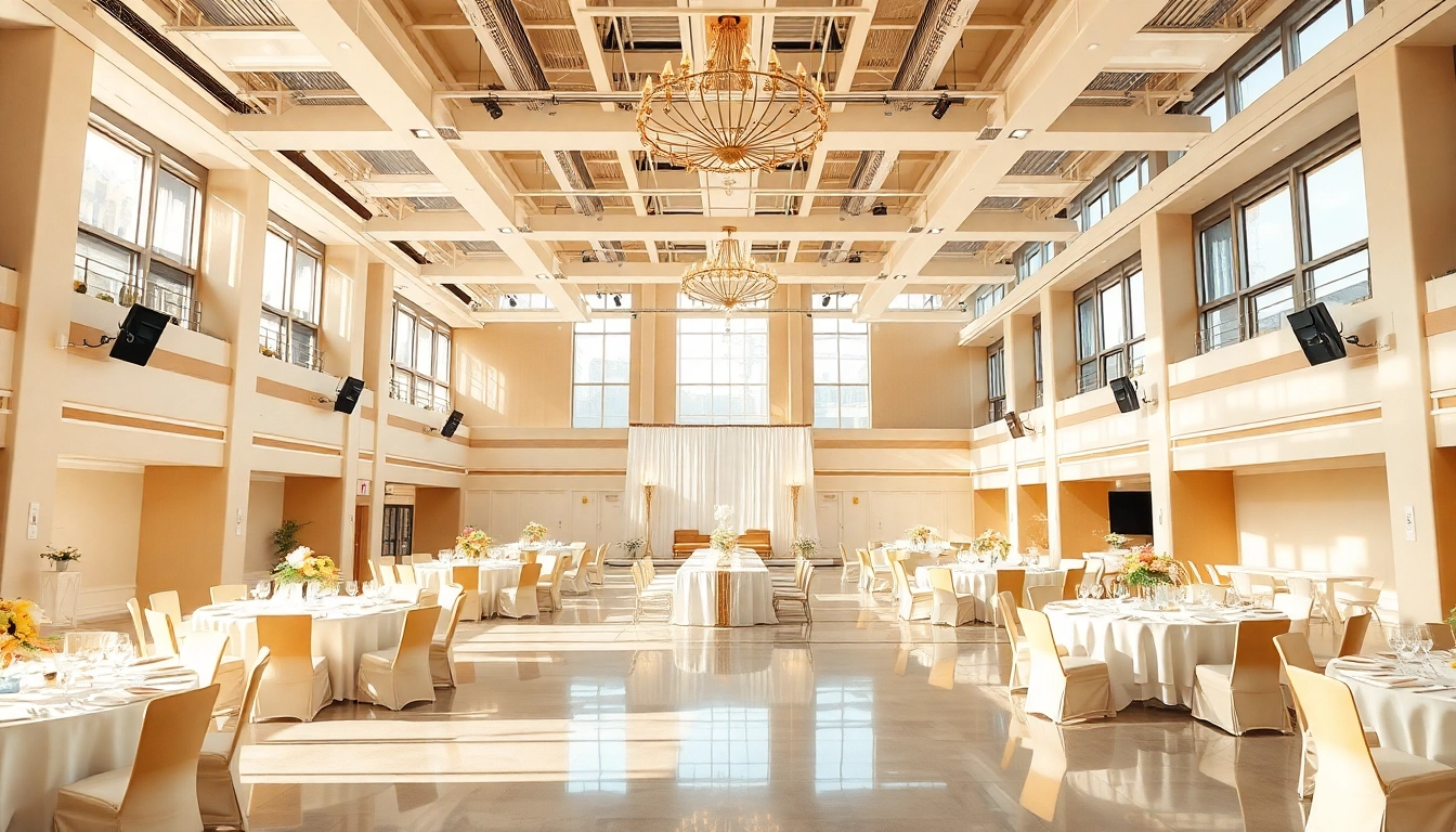 Experience the vibrant atmosphere of a city venue event center with elegant decor and spacious settings.