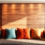 Elevated living space with a peel and stick wall exuding warmth and modern elegance.