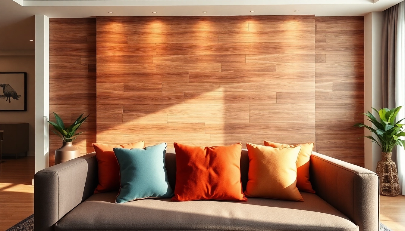Elevated living space with a peel and stick wall exuding warmth and modern elegance.