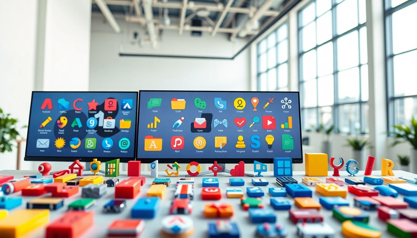 Design vibrant Icons in a modern studio showcasing creativity and innovation.