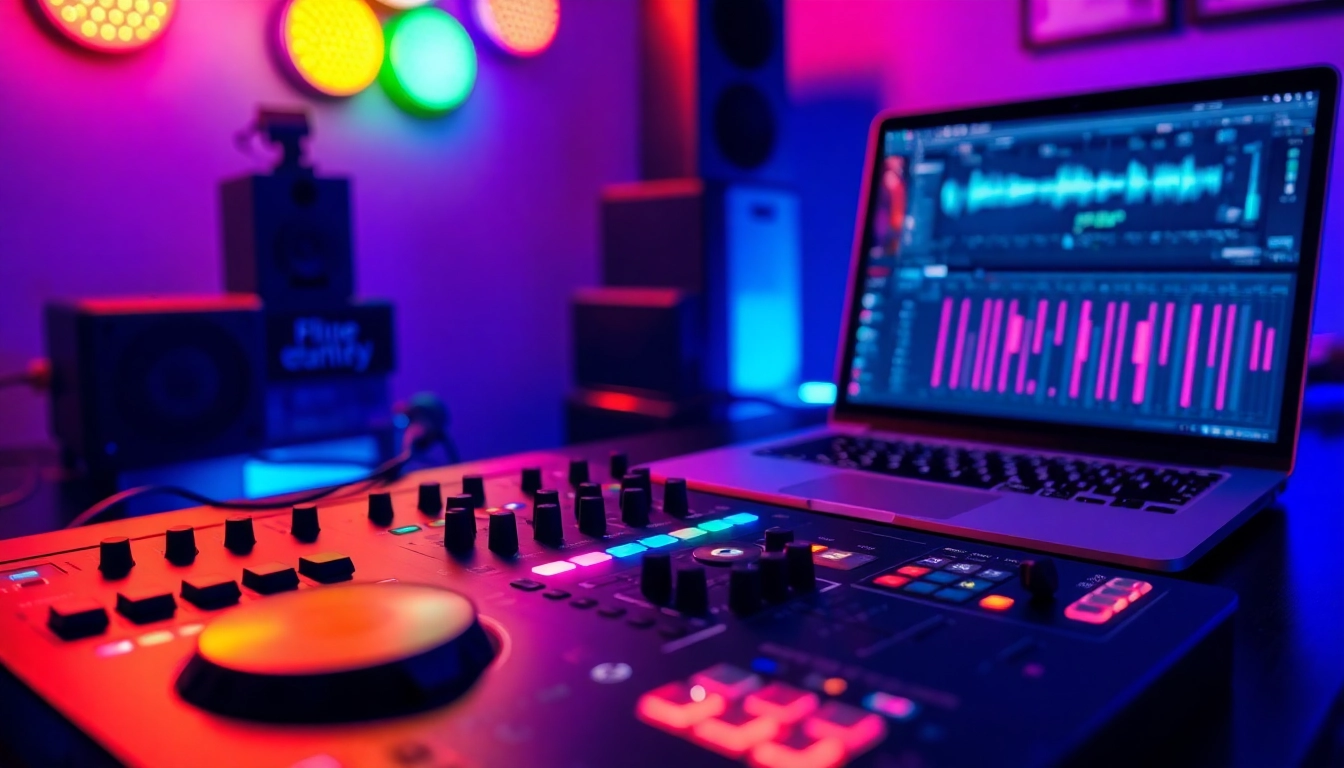 Experience creating powerful rhythms with Drum and Bass presets in a captivating studio.