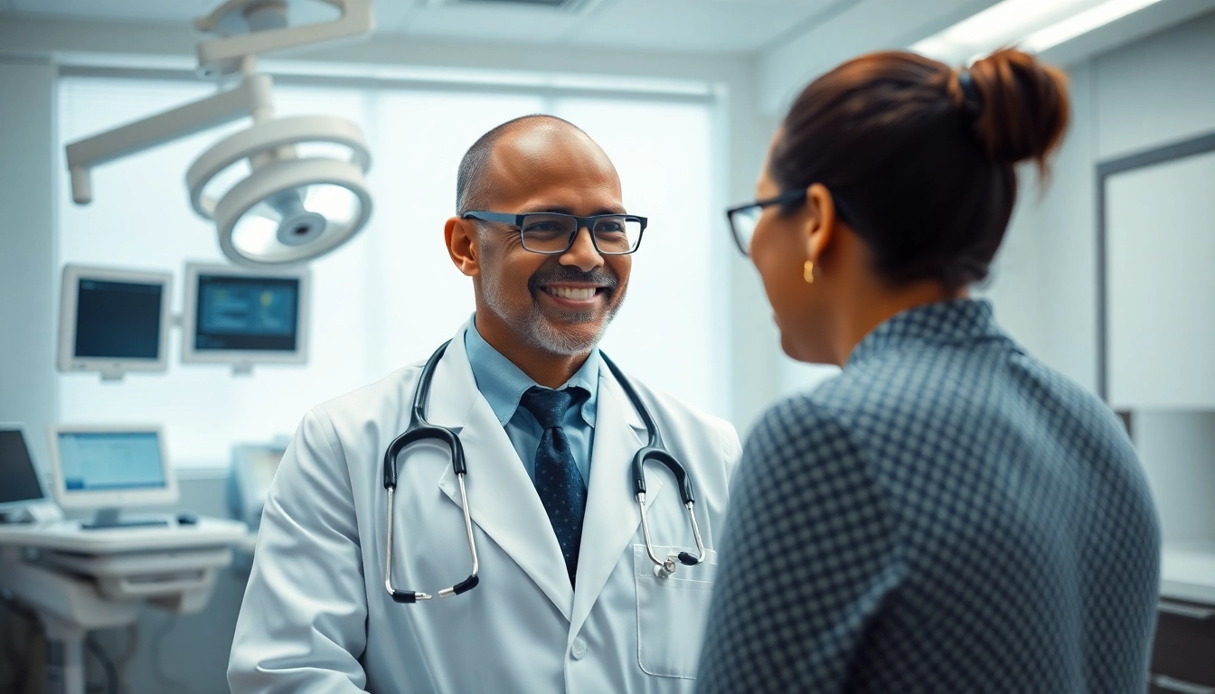 Ryon Parker MD assists a patient in a modern medical office.