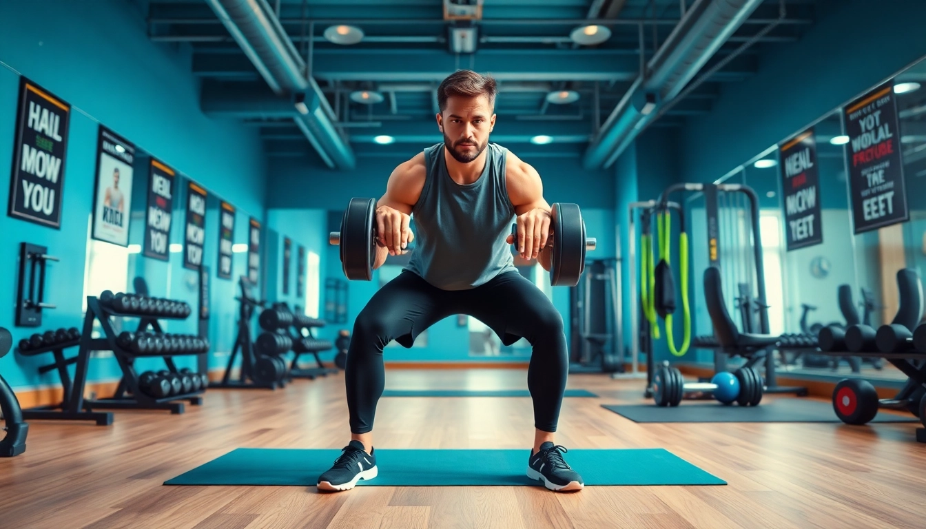 Fitness coach showcasing strength training exercises at www.australianhealthandfitness.com.au gym.