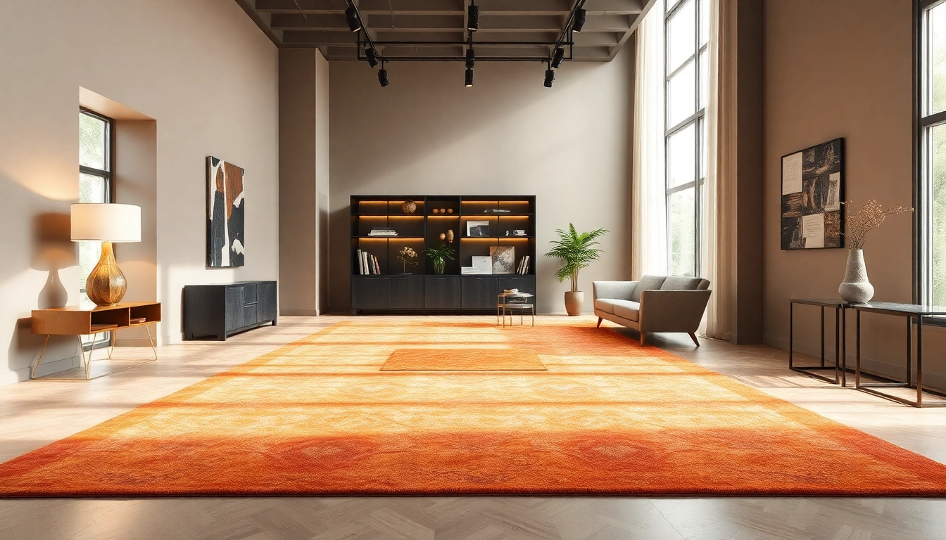 Tappeti a Milano: vista di un elegante showroom con tappeto persiano in esposizione.