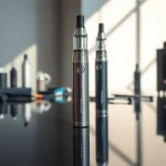 A dab pen showcased stylishly on a reflective surface, emphasizing its sleek design.