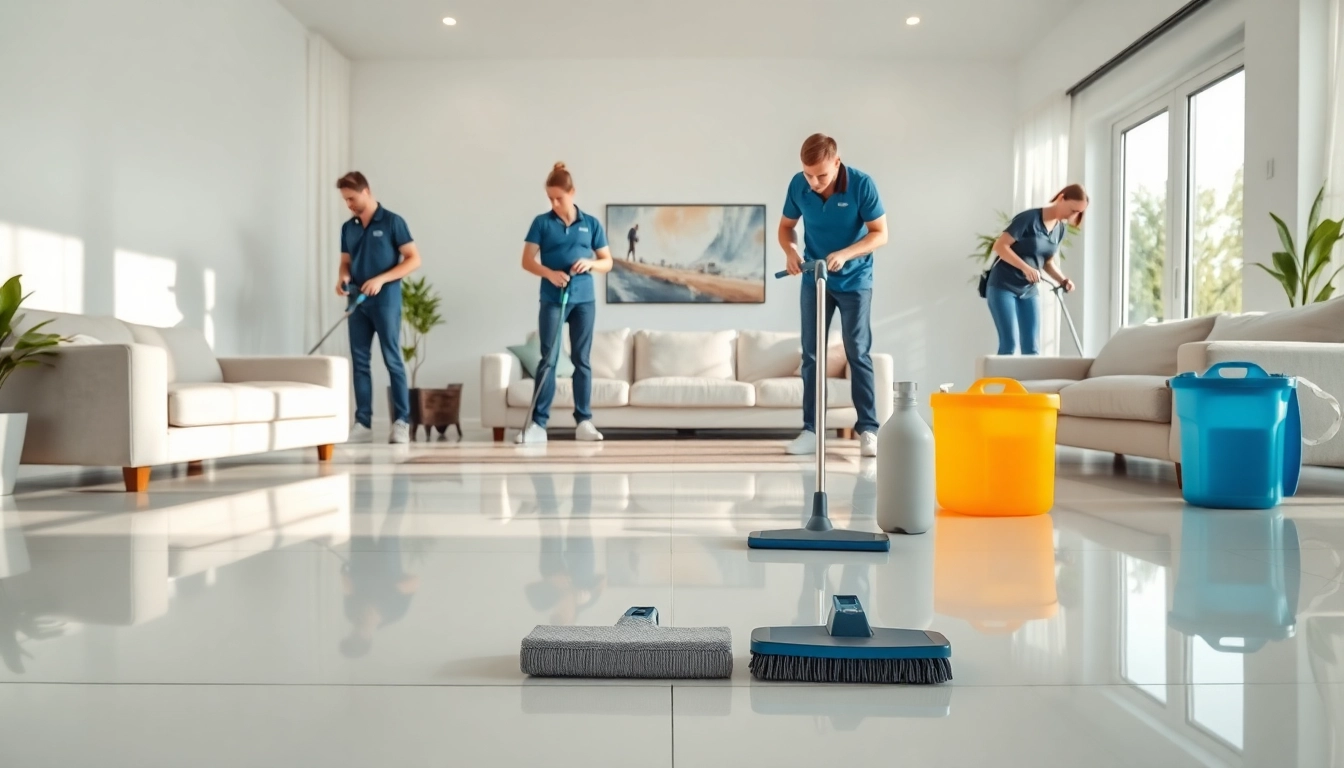 Bond cleaning Logan service team showcasing expertise in a modern living room.